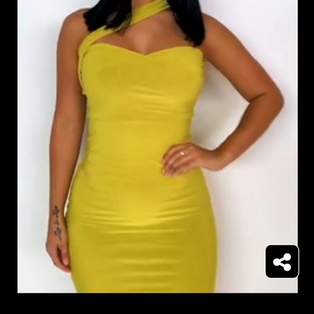 One shoulder wrap dress; midi